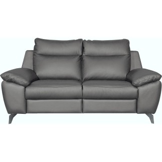 Canapé taille 2 places en 100% tout cuir épais de luxe italien, PERLA, gris