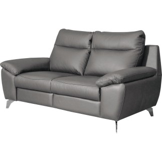 Canapé taille 2 places en 100% tout cuir épais de luxe italien, PERLA, gris