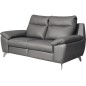 Canapé taille 2 places en 100% tout cuir épais de luxe italien, PERLA, gris