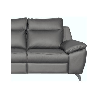 Canapé taille 2 places en 100% tout cuir épais de luxe italien, PERLA, gris