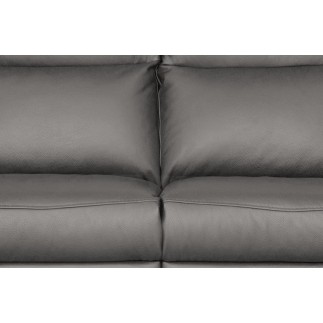 Canapé taille 2 places en 100% tout cuir épais de luxe italien, PERLA, gris