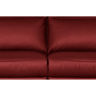 Canapé taille 2 places en 100% tout cuir épais de luxe italien, PERLA, rouge foncé