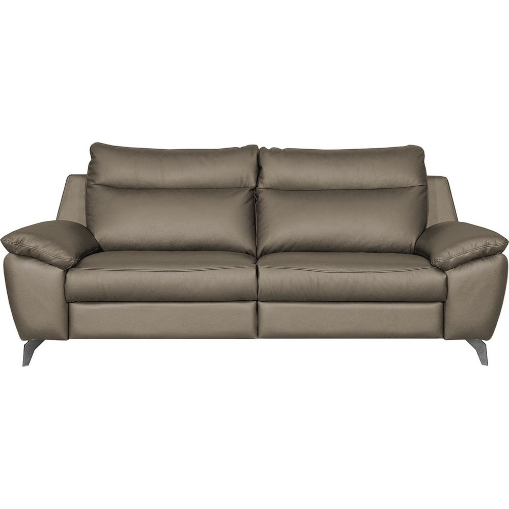 Canapé taille 2 places en 100% tout cuir épais de luxe italien, PERLA, taupe