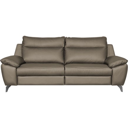 Canapé taille 2 places en 100% tout cuir épais de luxe italien, PERLA, taupe
