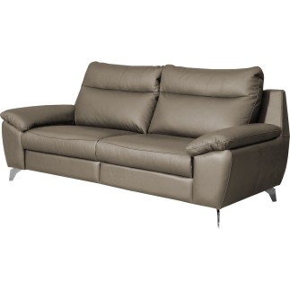 Canapé taille 2 places en 100% tout cuir épais de luxe italien, PERLA, taupe