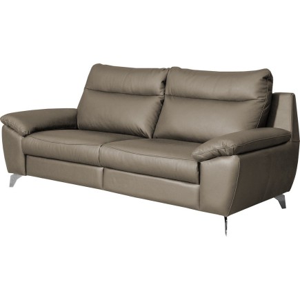 Canapé taille 2 places en 100% tout cuir épais de luxe italien, PERLA, taupe