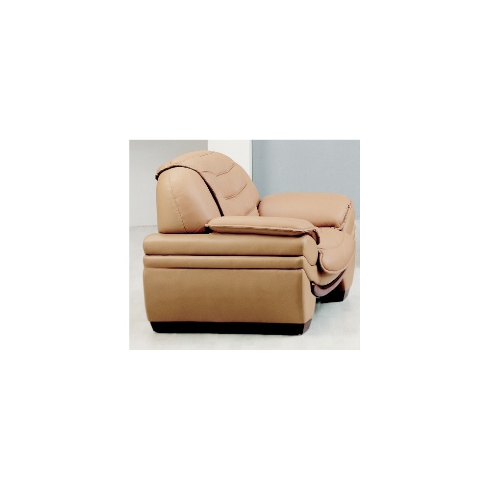 Fauteuil 1 place en cuir italien BENSON, beige.