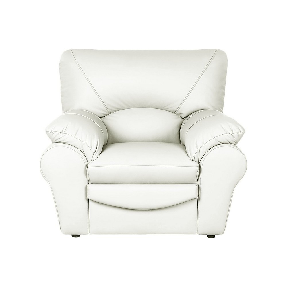 Fauteuil 1 place en 100% tout cuir italien vachette OSATIS, couleur ivoire
