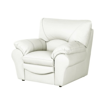 Fauteuil 1 place en 100% tout cuir italien vachette OSATIS, couleur ivoire