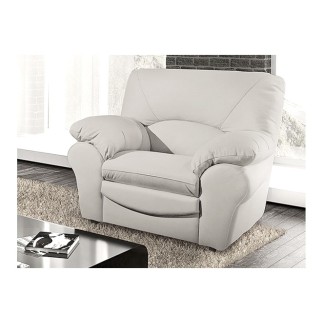 Fauteuil 1 place en 100% tout cuir italien vachette OSATIS, couleur ivoire