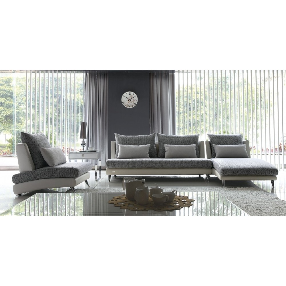 Canapé d'angle en tissu 4/5 places, Gris