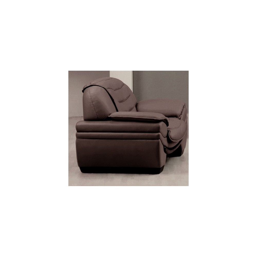 Fauteuil 1 place en cuir italien BENSON, chocolat.