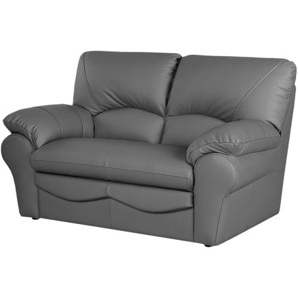 Canapé 2 places en 100% tout cuir italien vachette OSATIS, couleur gris foncé