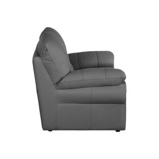 Canapé 2 places en 100% tout cuir italien vachette OSATIS, couleur gris foncé