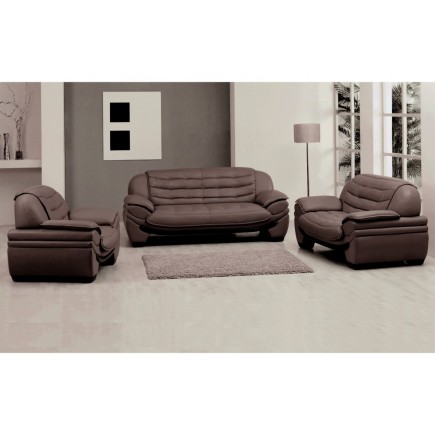 Fauteuil 1 place en cuir italien BENSON, chocolat.
