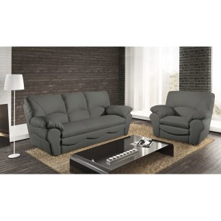 Fauteuil 1 place en 100% tout cuir italien vachette OSATIS, couleur gris foncé