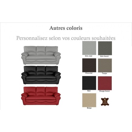 Canapé 3 places en 100% tout cuir italien vachette OSATIS, couleur personnalisée