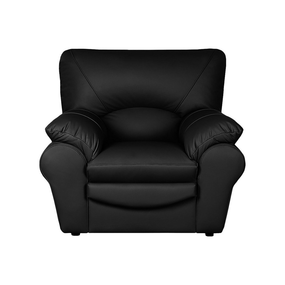 Fauteuil 1 place en 100% tout cuir italien vachette OSATIS, couleur noir