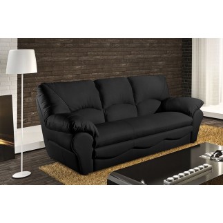 Canapé 3 places convertible en 100% tout cuir italien vachette OSIRIS, couleur noir