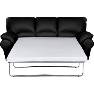 Canapé 3 places convertible en 100% tout cuir italien vachette OSIRIS, couleur noir