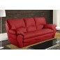 Canapé 3 places convertible en 100% tout cuir italien vachette OSIRIS, couleur rouge foncé