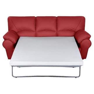 Canapé 3 places convertible en 100% tout cuir italien vachette OSIRIS, couleur rouge foncé