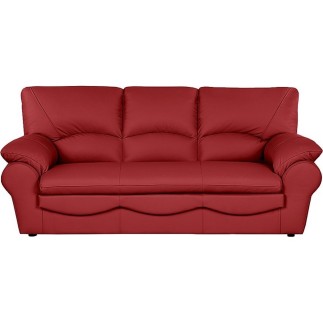 Canapé 3 places convertible en 100% tout cuir italien vachette OSIRIS, couleur rouge foncé