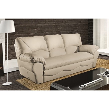 Canapé 3 places convertible en 100% tout cuir italien vachette OSIRIS, couleur beige