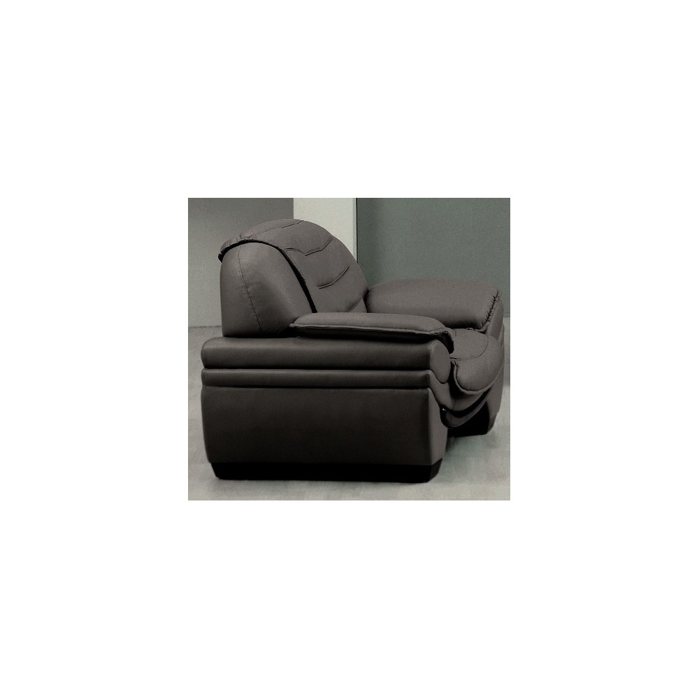 Fauteuil 1 place en cuir italien BENSON, gris foncé.