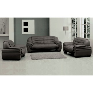 Fauteuil 1 place en cuir italien BENSON, gris foncé.
