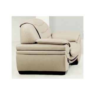 Fauteuil 1 place en cuir italien BENSON, écru.
