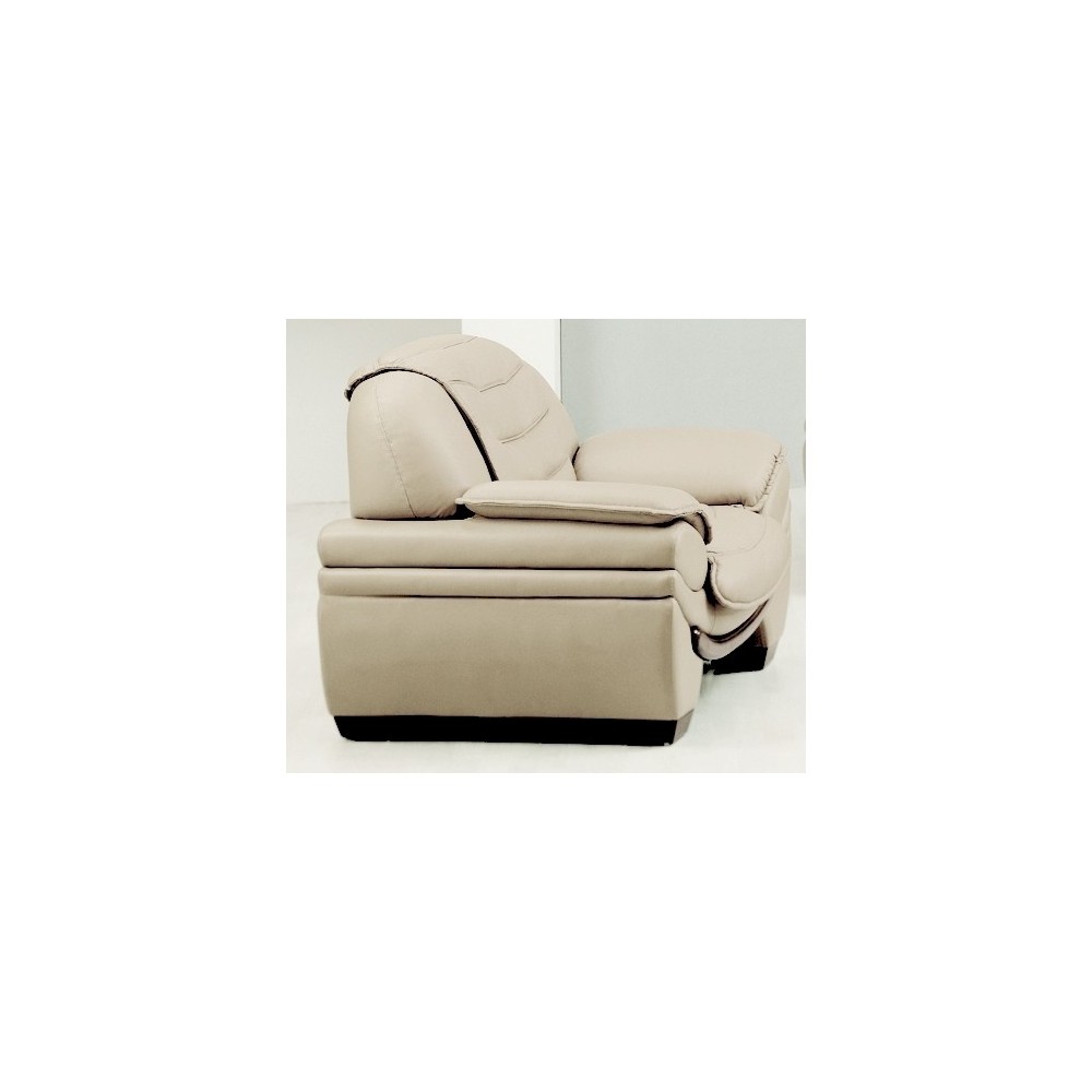 Fauteuil 1 place en cuir italien BENSON, écru.