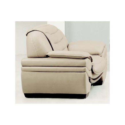 Fauteuil 1 place en cuir italien BENSON, écru.