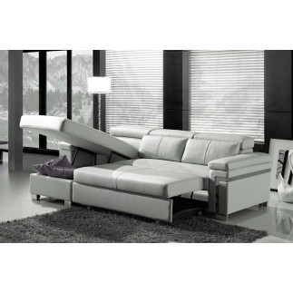 1er paiement de la commande: Canapé d'angle convertible en cuir buffle italien 5 places, allure, blanc, angle gauche, 6x sans fr