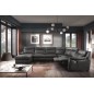 Canapé d'angle relax et convertible en cuir épais de luxe italien avec relax électrique, 8 places BOSINI, anthracite, angle droi
