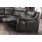 Canapé d'angle relax et convertible en cuir épais de luxe italien avec relax électrique, 8 places BOSINI, anthracite, angle droi
