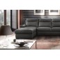 Canapé d'angle relax et convertible en cuir épais de luxe italien avec relax électrique, 8 places BOSINI, anthracite, angle droi