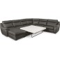 Canapé d'angle relax et convertible en cuir épais de luxe italien avec relax électrique, 8 places BOSINI, anthracite, angle droi