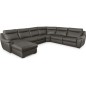 Canapé d'angle relax et convertible en cuir épais de luxe italien avec relax électrique, 8 places BOSINI, anthracite, angle droi