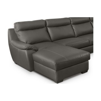 Canapé d'angle relax et convertible en cuir épais de luxe italien avec relax électrique, 8 places BOSINI, anthracite, angle droi