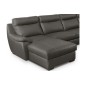 Canapé d'angle relax et convertible en cuir épais de luxe italien avec relax électrique, 8 places BOSINI, anthracite, angle droi