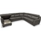 Canapé d'angle relax et convertible en cuir épais de luxe italien avec relax électrique, 8 places BOSINI, anthracite, angle droi