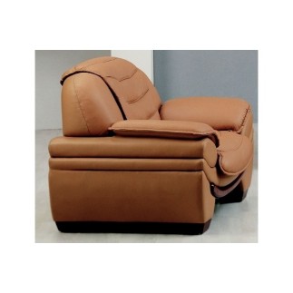 Fauteuil 1 place en cuir italien BENSON, marron.
