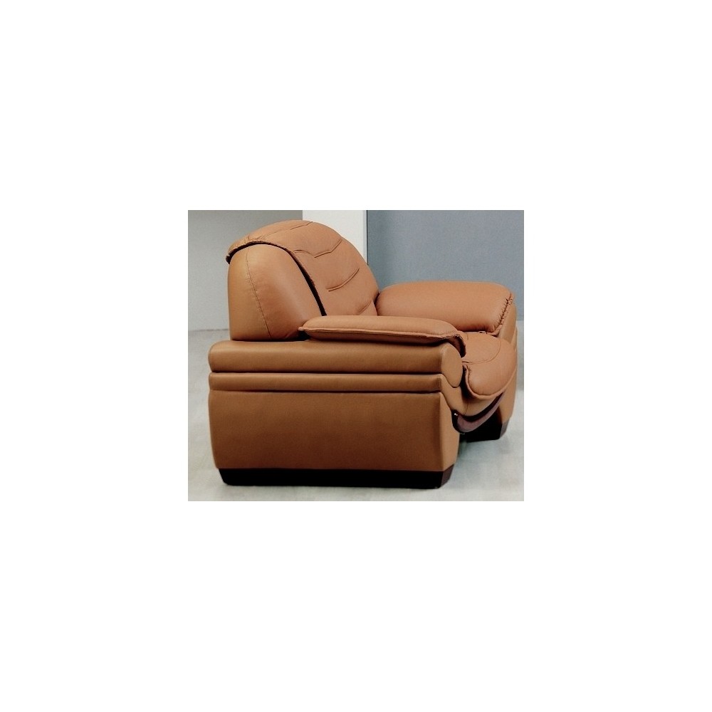 Fauteuil 1 place en cuir italien BENSON, marron.