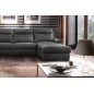 Canapé d'angle relax et convertible en cuir épais de luxe italien avec relax électrique, 8 places BOSINI, anthracite, angle gauc