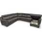 Canapé d'angle relax et convertible en cuir épais de luxe italien avec relax électrique, 8 places BOSINI, anthracite, angle gauc