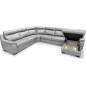 - Canapé d'angle relax et convertible en cuir épais de luxe italien avec relax électrique, 8 places BOSINI, gris, angle gauche