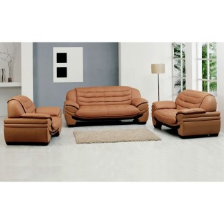 Fauteuil 1 place en cuir italien BENSON, marron.