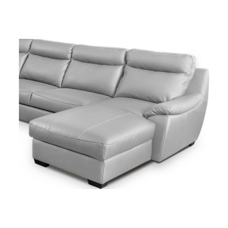 - Canapé d'angle relax et convertible en cuir épais de luxe italien avec relax électrique, 8 places BOSINI, gris, angle gauche