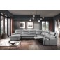Canapé d'angle relax et convertible en cuir épais de luxe italien avec relax électrique, 8 places BOSINI, gris, angle droit